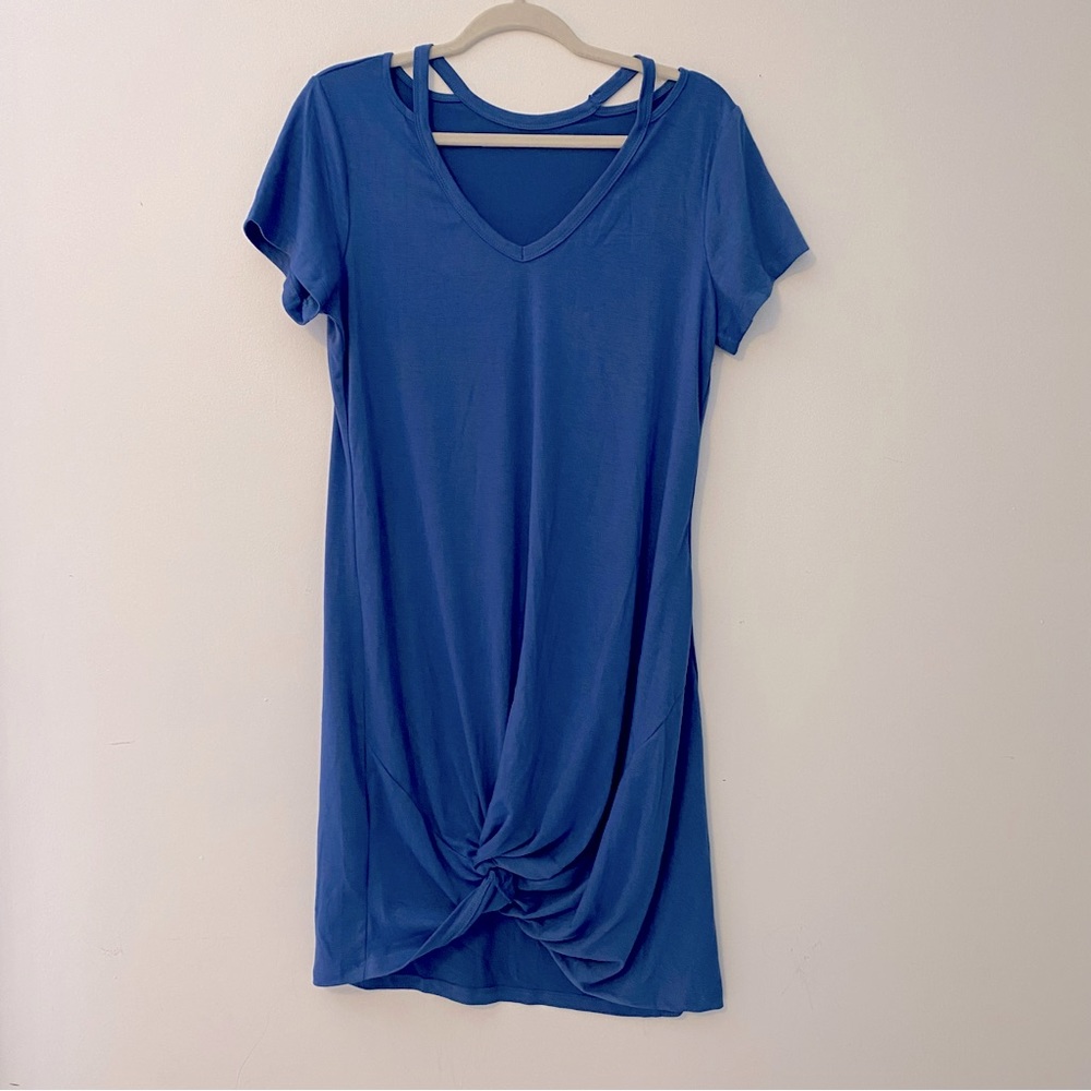 Blue Cut Out Twist Dress Size Large